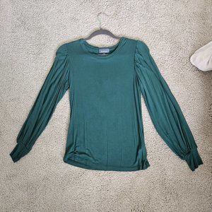 Modcloth Beyond Basic Long Sleeve Top in Green size XS - Balloon Sleeves